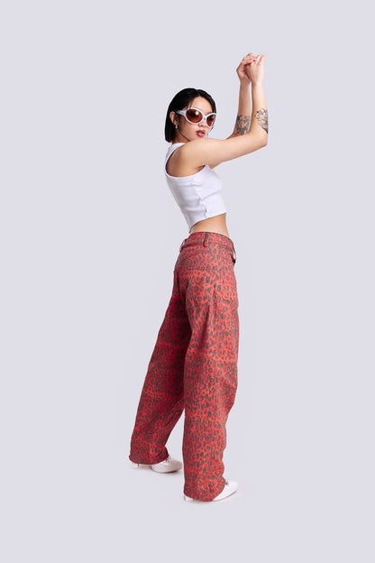 Wild Red Print Baggy